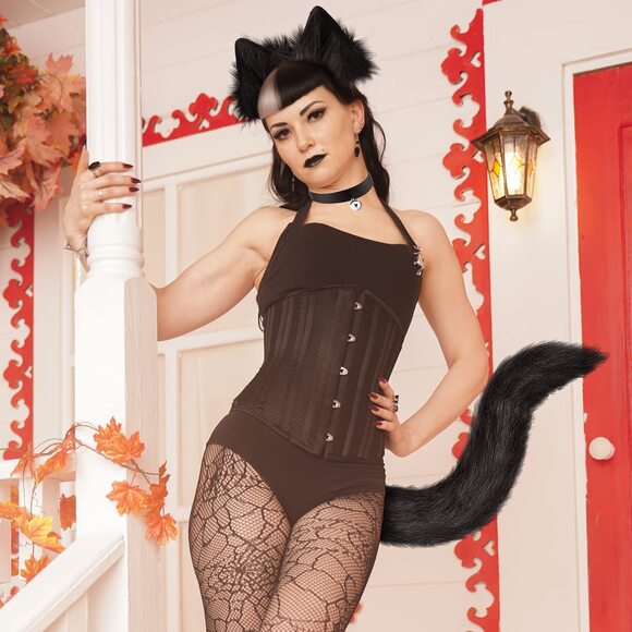 2372 3 Pieces Halloween Cat Costume Set For Black Faux Fur Cat - Picture 7 of 7